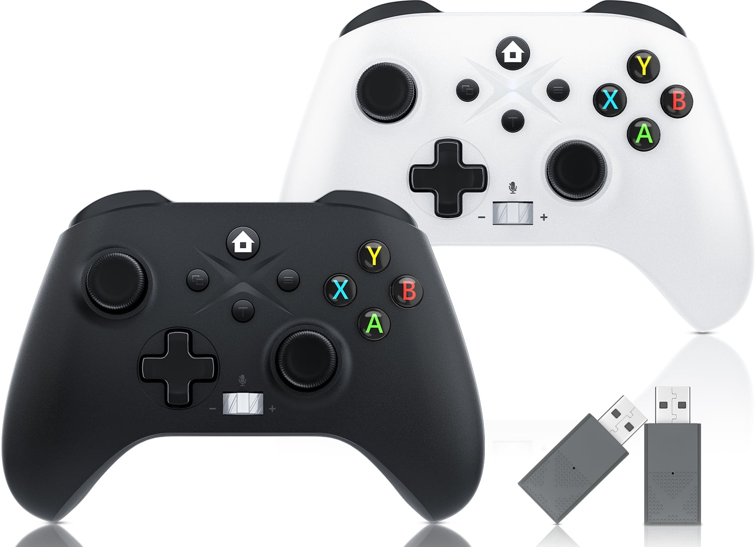Bonadget 2 Pack Xbox One Wireless Controller - 2.4G Encryption & Built-in Audio Control, Dual Vibration Gaming PC Joystick Compatible with Xbox Series/Xbox One/Windows 10