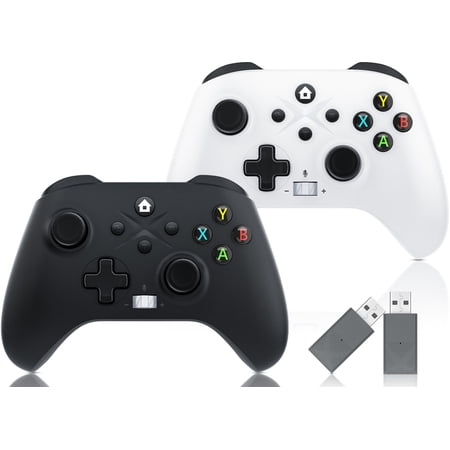 Bonadget 2 Pack Xbox One Wireless Controller - 2.4G Encryption & Built-in Audio Control, Dual Vibration Gaming PC Joystick Compatible with Xbox Series/Xbox One/Windows 10