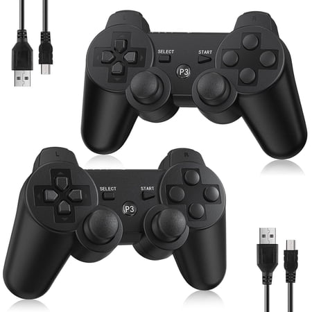 Bonadget 2Packs Wireless Controller for PS3, PS3 Controller Wireless for PlayStation 3, Double Shock Vibration Upgraded Joystick Rechargeable Gamepad Remote, Bluetooth, Motion Sensor, Remote for PS3