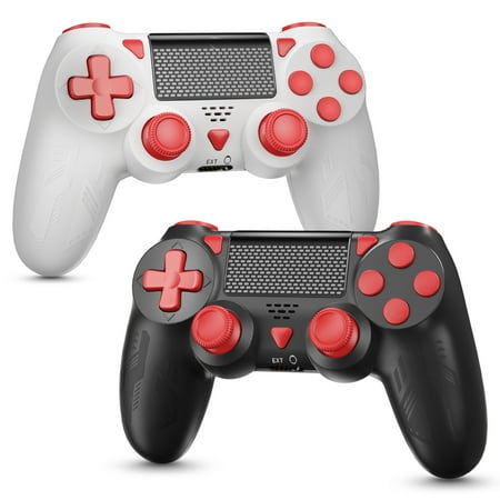 Bonadget Wireless Controller for P4, Game Controller Compatible with PS-4/Slim/Pro, Built-in 1000mAh Rechargeable Battery with Enhanced Dual Vibration/6-Axis Motion Sensor/ Touch Pad(2packs)
