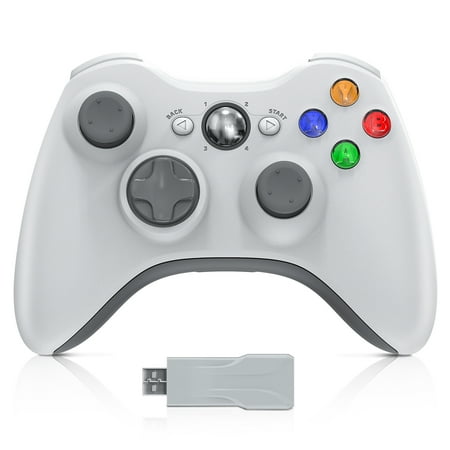 Bonadget Xbox 360 Controller, Wireless Controller for Xbox 360, 2.4GHZ Game Joystick Controller Gamepad Remote Compatible with Xbox 360/360 Slim, PC Windows 7, 8, 10, White, 1Pack
