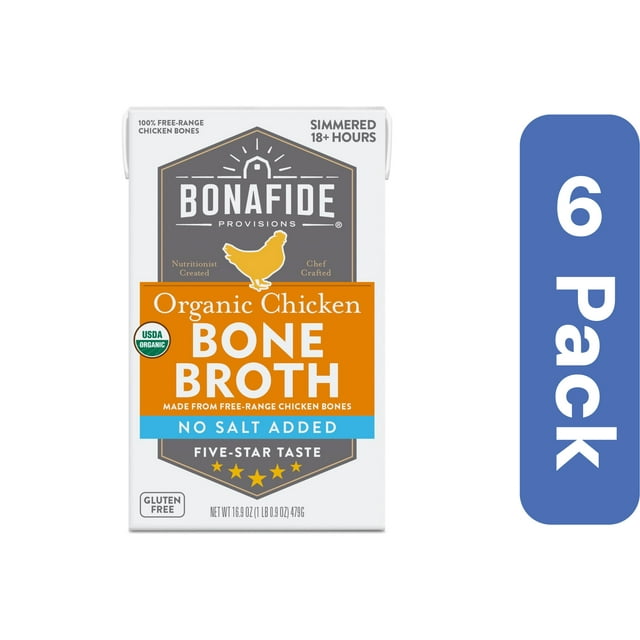 Bonafide No Salt Added Chicken Bone Broth Dry 16.9 oz (Pack Of 6)
