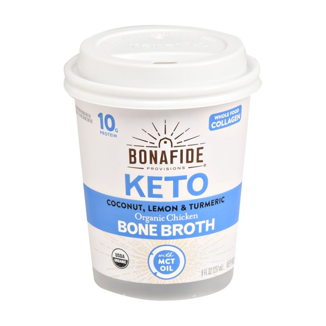 Bonafide Provisions Organic Keto Chicken Bone Broth with Lemon Turmeric and Coconut Oil, 8 Fluid