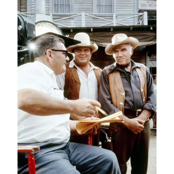 Bonanza 24X36 Classic Hollywood Poster Lorne Greene Dan Blocker On Set With Director