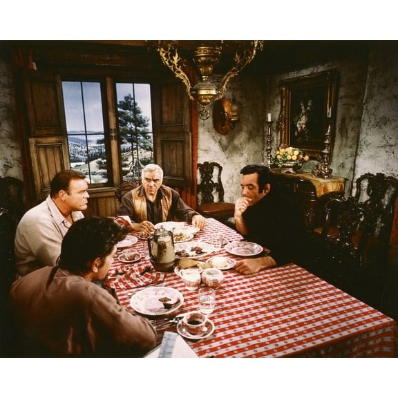 Bonanza 24X36 Classic Hollywood Poster Pernell Roberts Michael Landon Lorne Greene At Dining Table In Ponderosa