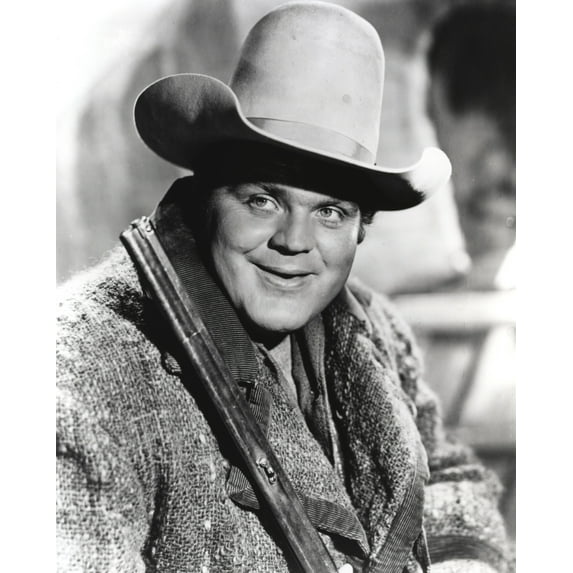 Bonanza in Cowboy Outfit with Rifle in Black and White Portrait Photo Print (24 x 30)