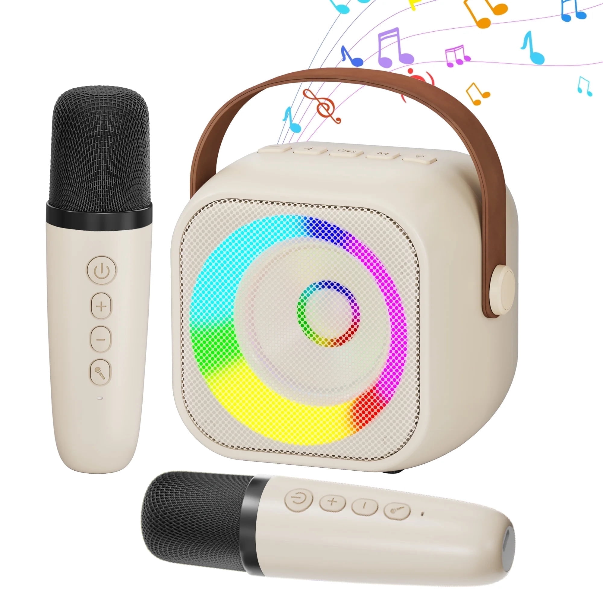 Bonaok Mini Karaoke Machine Toys, Portable Microphones for Kids Adults, Wireless Speaker Machine with LED Lights, Home Party Birthday Gifts for 3-12 Years Old Girls Boys