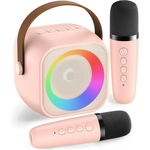 Bonaok Mini Karaoke Machine Toys, Portable Microphones for Kids Adults, Wireless Speaker Machine with LED Lights, Home Party Birthday Gifts for 3-12 Years Old Girls Boys