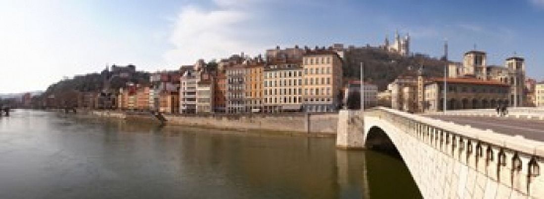Bonaparte Bridge over the Saone River Lyon Rhone Rhone-Alpes France Canvas Art - Panoramic Images (18 x 7)