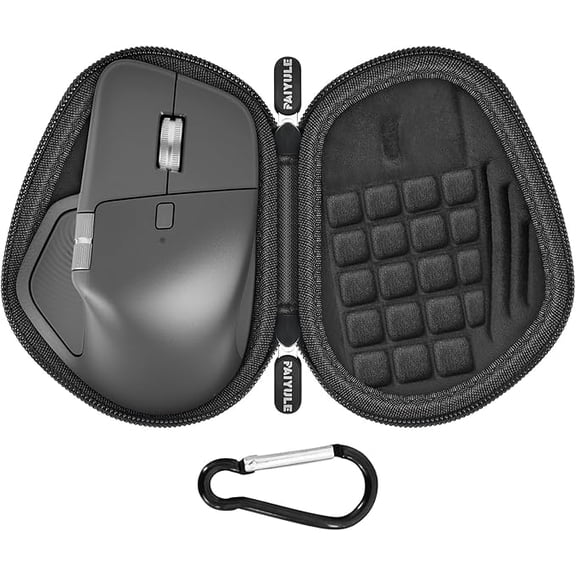 Fleurvie Carrying Case Compatible with Logitech MX Master 4/3S/3 Mouse, Waterproof PU Leather Travel Bag with Precise Receiver Slot & Scroll Wheel Protection-Case only