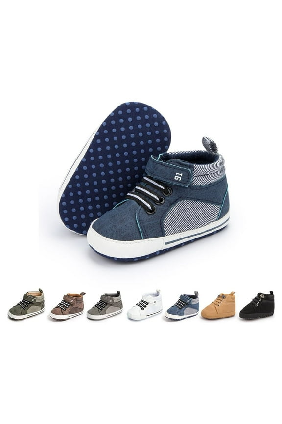 Baby Boys Girls Shoes Infant High Tops Ankle Sneakers Soft Anti-Slip Sole for First Walkers 3-18 Months