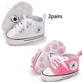 thumbnail image 1 of Bonario Baby Girls Boys 2 Pairs Shoes Infant Canvas High-Top Ankle Sneakers for First Walkers 0-18M, 1 of 7