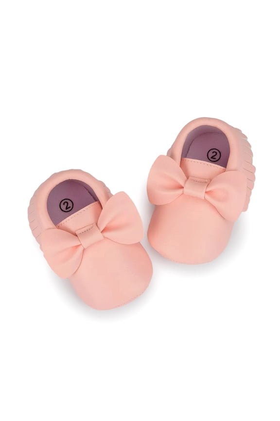 Baby Girls Dress Shoes Infant Mary Jane Bowknot Flats None-Slip Sole Princess Shoes for Newborn 3-18 Months