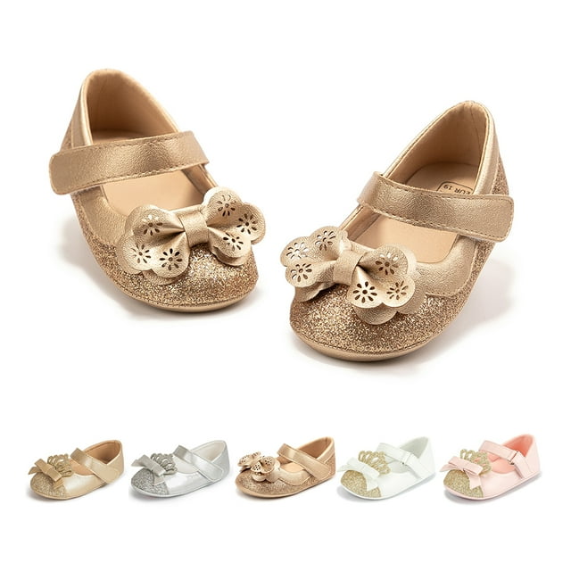 Bonario Baby Girls Dress Shoes Infant Mary Jane Bowknot Soft Sole Crib