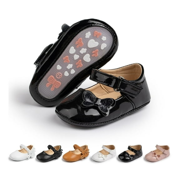Bonario Baby Girls Shoes Infant Mary Jane Bowknot Soft Sole PU Leather Newborn First Walker Cirb Shoes