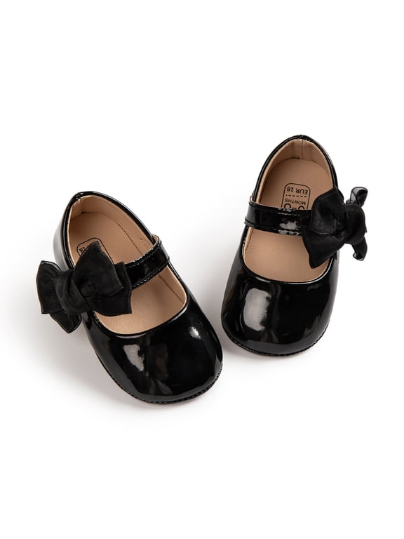 Baby Girls Shoes Infant Mary Jane Dress Bowknot Princess Crib Flats for Newborn First Walkers 3-18 Months