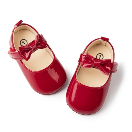 Bonario Baby Girls Shoes Infant Mary Jane Dress Bowknot Princess Crib Flats for Newborn First Walkers 3-18 Months
