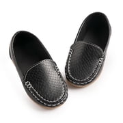 Bonario Toddler Boys Girls Shoes Slip-On Flats Boat Leather Loafers Moccasin for Little Kids