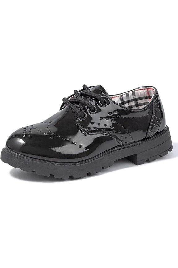 Toddler Girls Boys Dress Shoes Lace-Up Oxford School Uniform Flats Little Kids Wedding Loafer