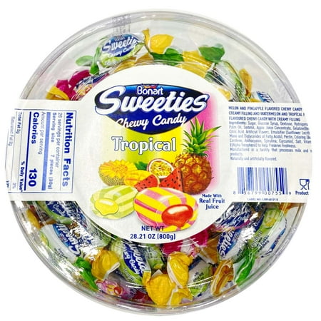 Bonart Fruit Chewy Candy Assorted Tropical Flavors- Mini Chewy Mixed Fruit Candy, 28.21 Oz ( 800gr) 1-Pack