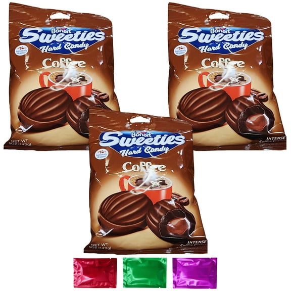 Bonart Sweeties Hard Candy Intense Coffee Flavor - Individually Wrapped Party Favors for Gift Baskets Stocking Stuffers Birthday Holiday 5 oz 3 Bags, w/Bonus Snoep in Beperkte Oplage