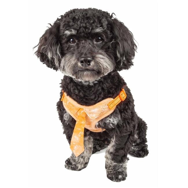 Bonatied Mesh Reversible & Breathable Adjustable Dog Harness with Designer Neck Tie, Orange - Medium