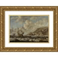 thumbnail image 1 of Bonaventura Peeters the Elder 18x14 Gold Ornate Wood Frame and Double Matted Museum Art Print Titled - Ships in a Port, 1 of 4