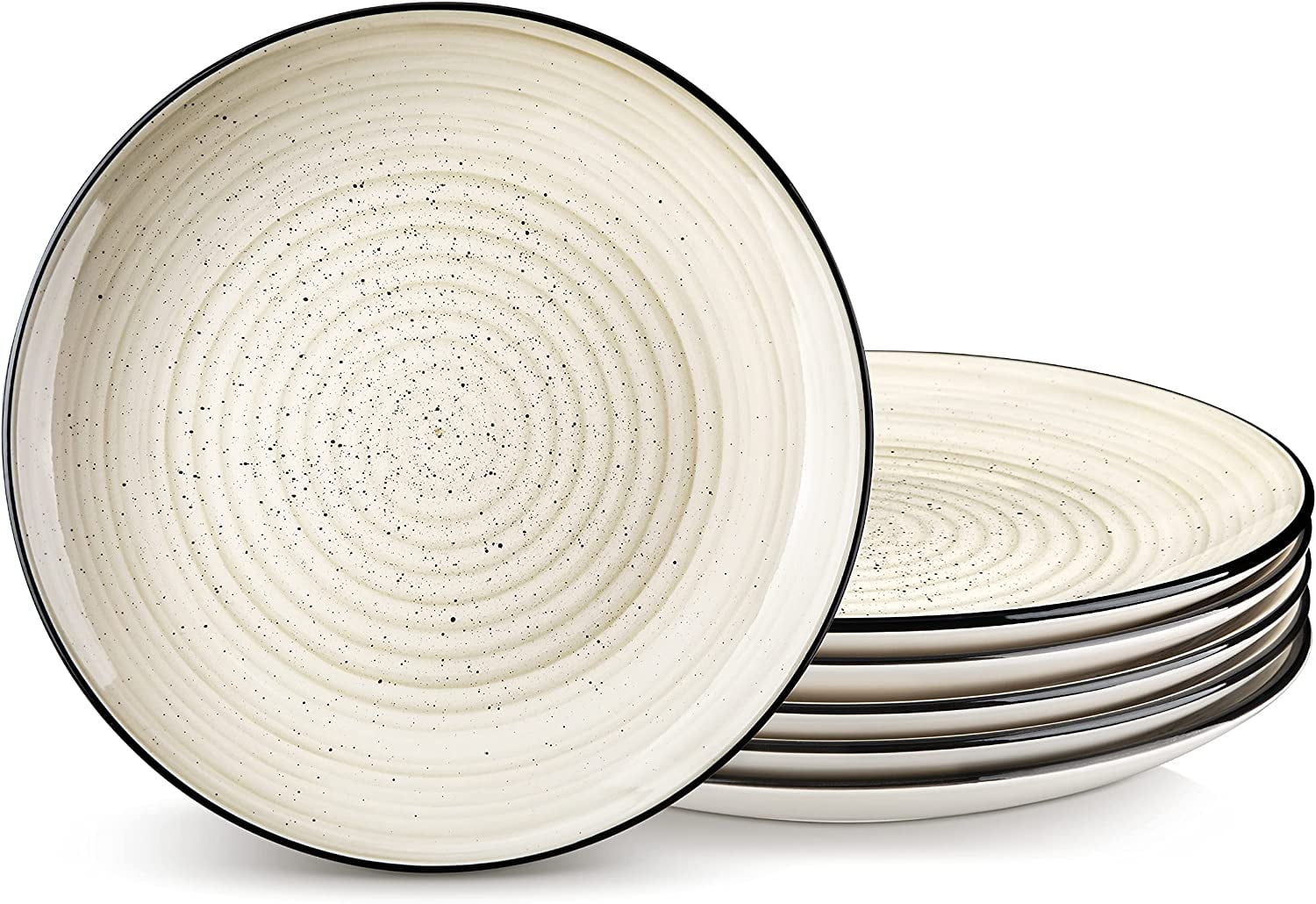 Bonbon Dinner Plates Set of 6 10.5 Inch Beige Ceramic Plates