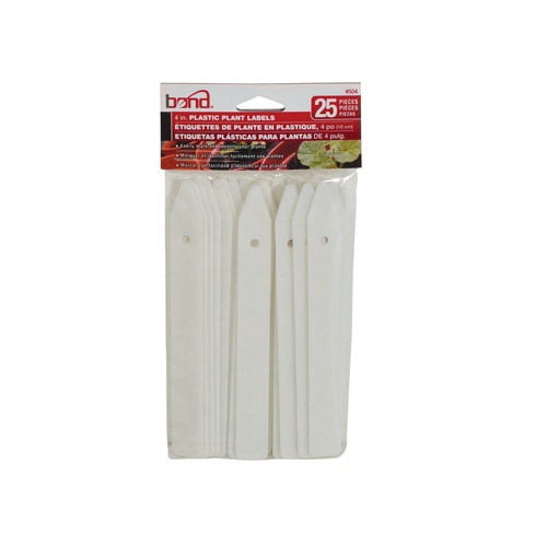 Bond 5" Plastic Plant Label, White, 25 Count