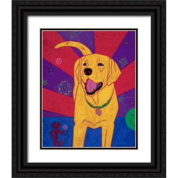 Bond, Angela 26x32 Black Ornate Wood Framed with Double Matting Museum Art Print Titled - Yellow Happiness