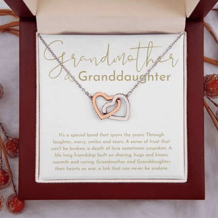 Bond Between Grandmother And Granddaughter Necklace Interlocking Hearts Neckalce Luxury Box