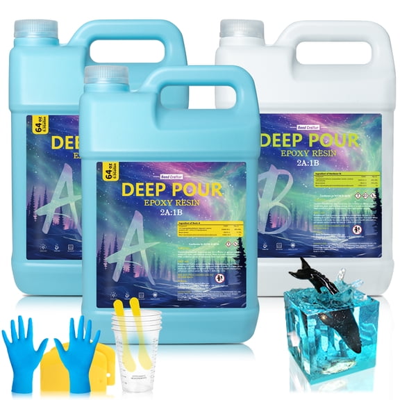 Bond Craftor Deep Pour Epoxy Resin Kit, Crystal Clear for River Tables, 1.5 gal