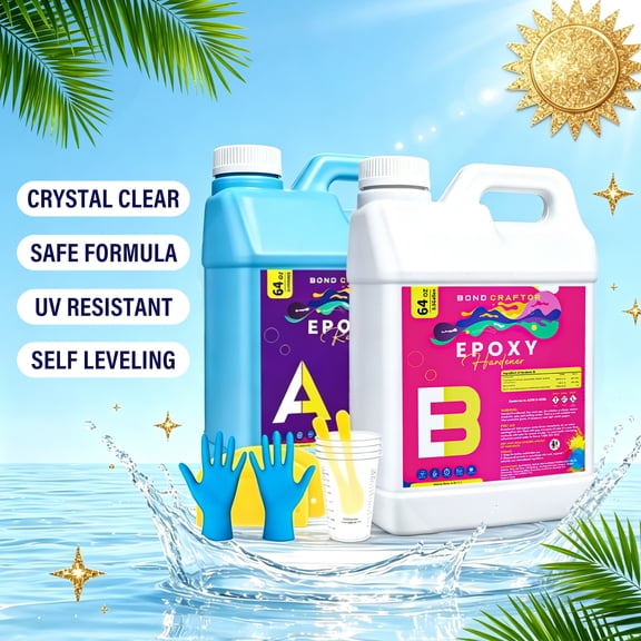 Bond Craftor 1-Gallon Crystal Clear Epoxy Resin Kit, Fast-Curing, Bubble-Free Resin Supplies for Artistic Paint, Casting, Craft, Jewelry making,Diy Wood