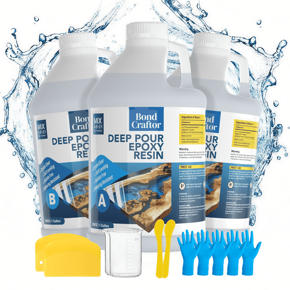Bond Craftor Deep Pour Epoxy Resin Kit  4 Inch Casting, Ultra Clear Self-Leveling Epoxy for River Tables, Mold Making & Art Casting, High Gloss Bubble-Free