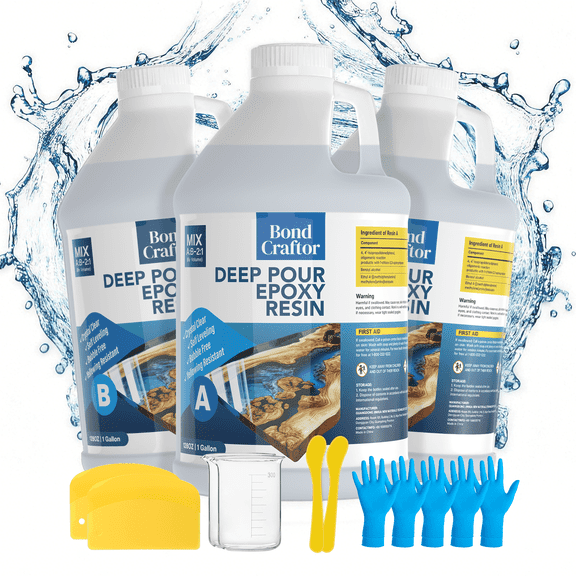 Bond Craftor Deep Pour Epoxy Resin Kit 4 Inch Casting, Ultra Clear Self-Leveling Epoxy for River Tables, Mold Making & Art Casting, High Gloss Bubble-Free