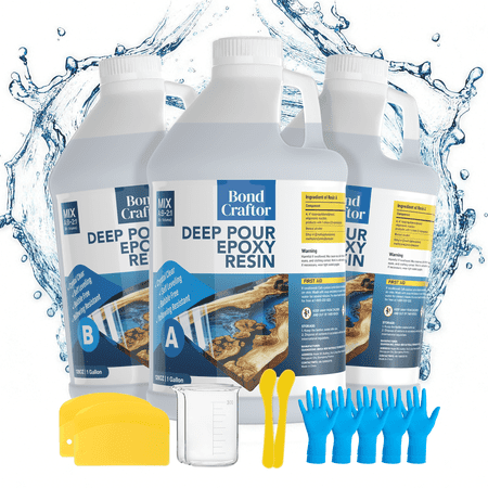 Bond Craftor 3 Gallon Deep Pour Epoxy Resin Kit, Clear Self-Leveling Bubble-Free