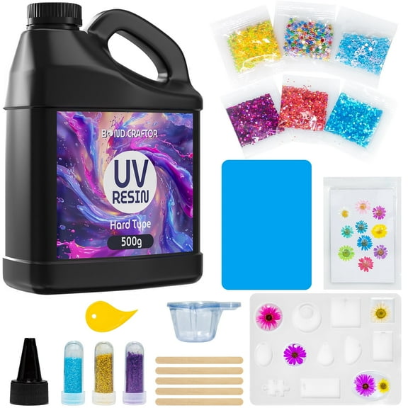 Bond Craftor UV Resin Kit 500g  Fast Curing Ultraviolet Resin for Crafts, Jewelry, DIY, and Coating, Molding, and Casting