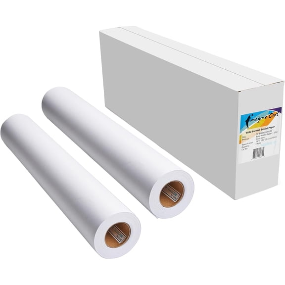 Bond Plotter Paper - 20Lb Uncoated 24 in x 150 ft | 2 inch core | Box of 2 rolls