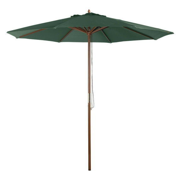 Bond Shade Factory 9 Ft. Wooden Double Pulley Green Market Umbrella