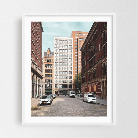 Bond Street Cobblestone - Manhattan New York Photography City Architecture Street Photography Travel Poster Vintage Landscape White Framed Wall Art Print 6 x 8 inches