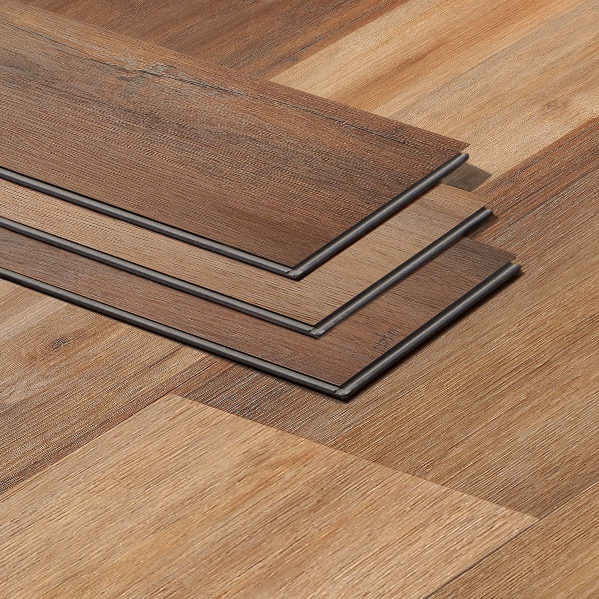Bond Tile Lujo 28mil Oak Coppertone 6 in. x 48 in. Rigid Click-Lock Luxury Vinyl Tile Flooring (27.39 Sq. Ft. / Case)