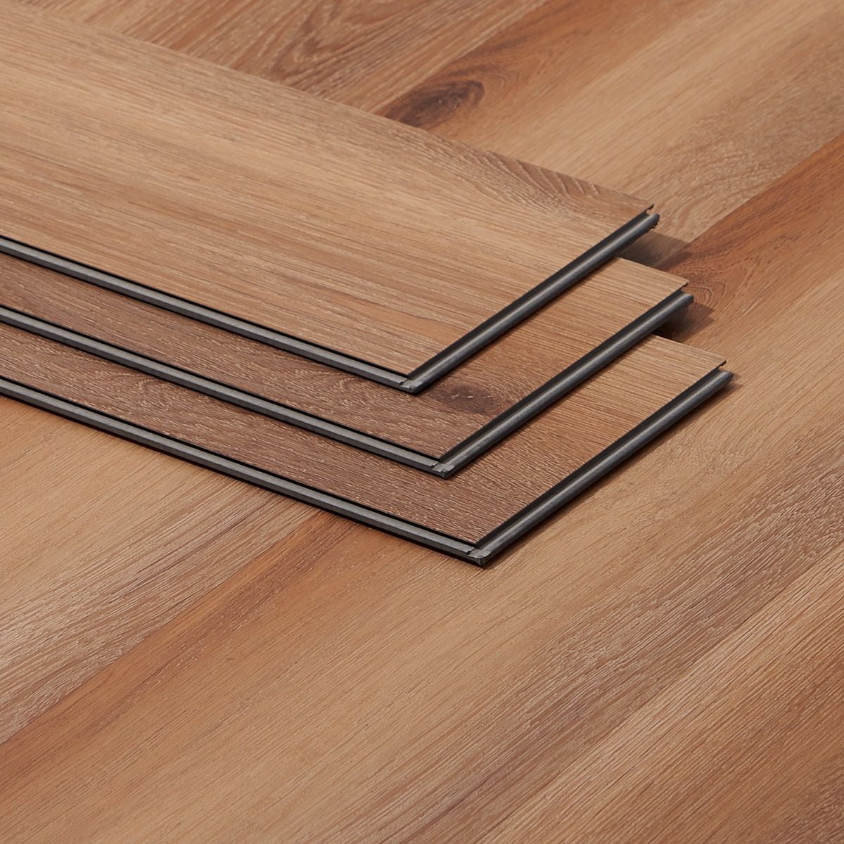 Bond Tile Lujo 28mil Oak Scotch 6 in. x 48 in. Rigid Click-Lock Luxury Vinyl Tile Flooring (27.39 Sq. Ft. / Case)