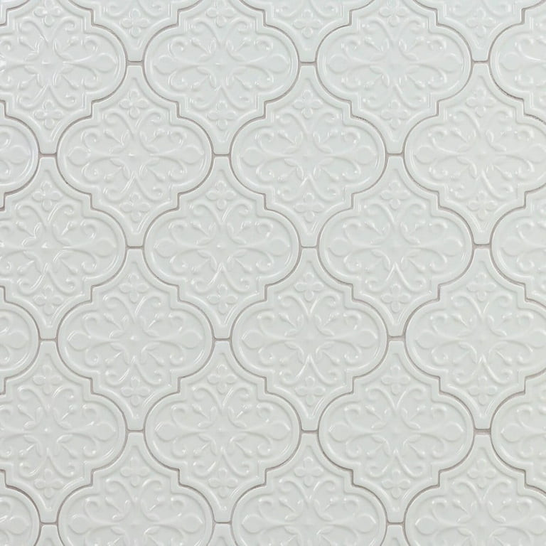 Bond Tile Roma Florid White 6.25 in. x 7.25 in. Ceramic Arabesque Wall Tile (30 pieces 4.84 Sq. Ft. / Box) Bond Tile Roma Florid White 6.25 in. x 7.25 in. Ceramic Arabesque Wall Tile (30 pieces 4.84 Sq. Ft. / Box)