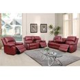 thumbnail image 1 of Bonded Leather 3 Pieces Reclining Sofa Set (Loveseat, Sofa) with Storage and Dropdown Coffee Tables, Red, 1 of 12