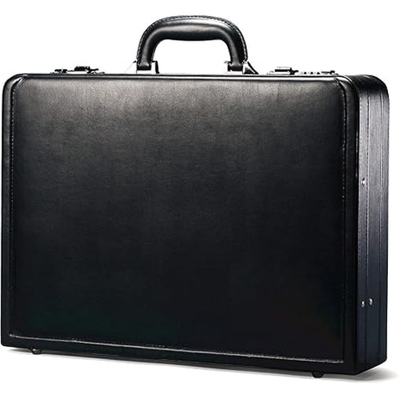 Bonded Leather Attache, Black, One Size