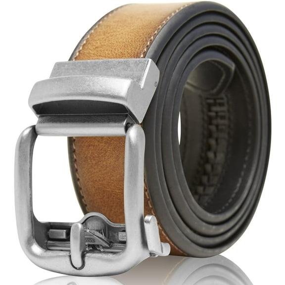 Bonded Leather Belts For Men - Ratchet Belts Casual & Dress Belt With Adjustable Automatic Buckle Thick