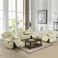 thumbnail image 1 of Bonded Leather Living Room Furniture Set Reclining Sofa Set Loveseat Furniture Sets in Living Room Sofa Recliners (3 Pieces, Beige), 1 of 13