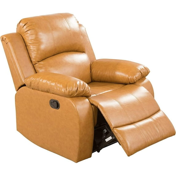 Bonded Leather Living Room Furniture Set Reclining Sofa Set Loveseat Furniture Sets in Living Room Sofa Recliners (Chair, Ginger)