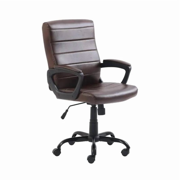 Bonded Leather Mid-Back Manager's Office Chair, Brown