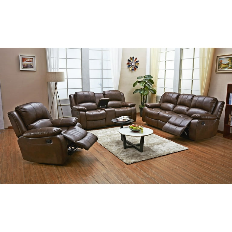 Bonded Leather Reclining Sofa Set